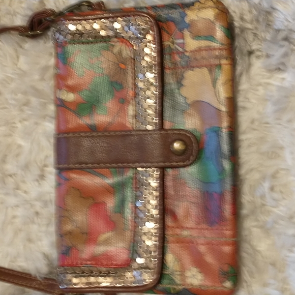 Sakroots peace clutch style crossbody bag bohemian botanical - Picture 2 of 16